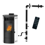 Vzduchová kamna na pelety Flavia 15 kW Sannover White + instalační sada