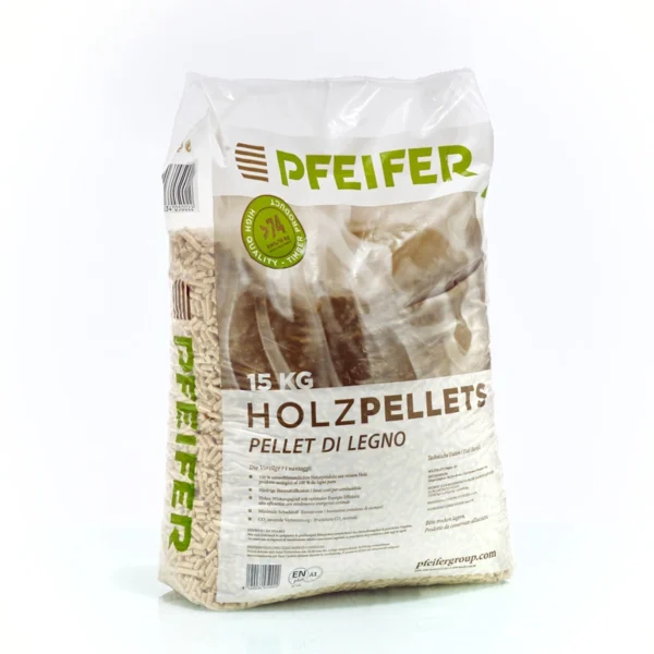 Dřevěné pelety PFEIFER A1 6 mm 15 kg / Paleta 1050 kg 70 ks x 15 kg