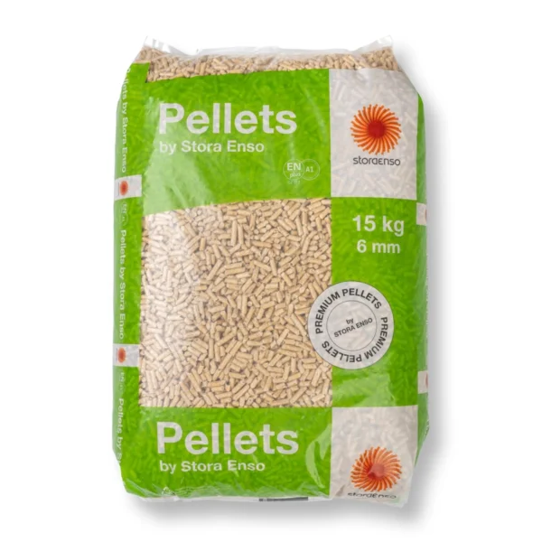 Dřevěné pelety STORA ENSO A1 6 mm 15 kg / 80 ks x 15 kg / Paleta 1200 kg